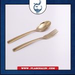 قاشق و چنگال استیل طلایی