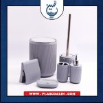ست بهداشتی 6 پارچه بادبزنی طوسی مدل زیگا پادیز 467