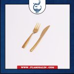 کارد و چنگال میوه خوری استیل طلایی
