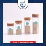 جا ادویه مینی چهار گوش درب چوبی میس گلس چهار سایز
