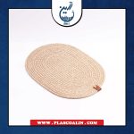 زیر بشقابی بیضی کرم قهوه ای قیطون دوزی باران رها گالری