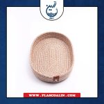 سبد بیضی لبه کوتاه کرم قهوه ای قیطون دوزی ترنم رها گالری