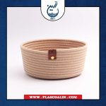 سبد گرد کرمی قیطون دوزی سارا رها گالری