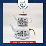 کتری و قوری لعابی طرح گل و پروانه یونی هوم