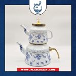 کتری و قوری لعابی طرح گل آبی یونی هوم