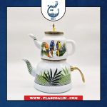 کتری و قوری لعابی طرح طوطی یونی هوم