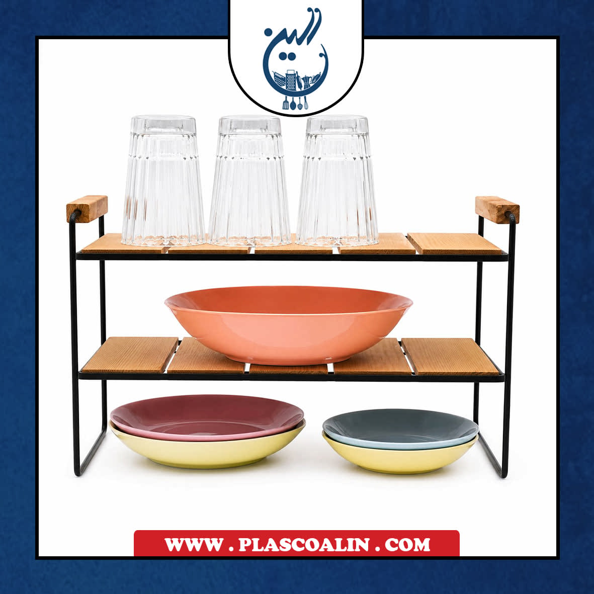 راف 6 راف فلزی چوبی دو طبقه دامون - Image 1