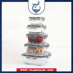 ظرف شیشه ای مربع پنج سایز لاکی گلس - Image 2