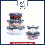 ظرف شیشه ای مربع پنج سایز لاکی گلس - Image 3