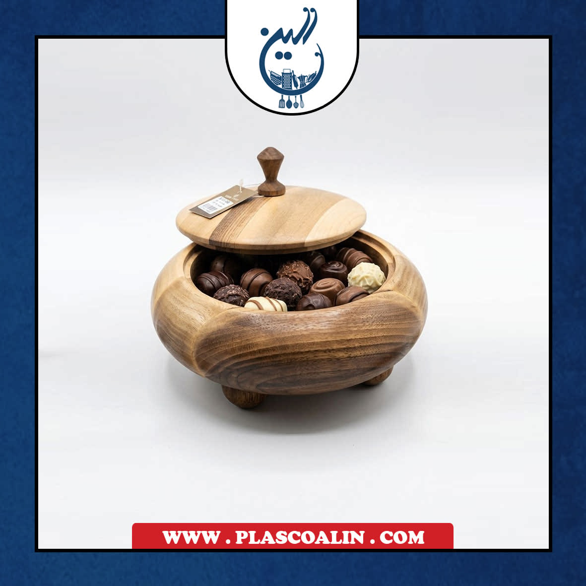 303 شکلات خوری چوبی سه پایه آفرینش - Image 1